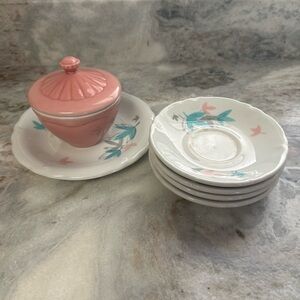Pink and White Shenango China Dinnerware